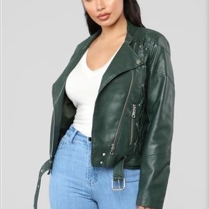 Fashion Nova Green Leather Jacket